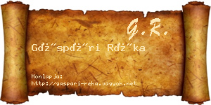 Gáspári Réka névjegykártya